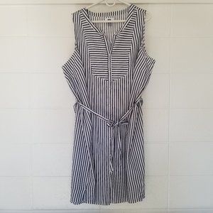 Old Navy White + Blue Striped Sleeveless Dress, 3X